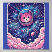 Affiche de chat mignonne Meowstranaut – Art mural (Devant)