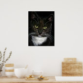 Affiche de chat noir et blanc magnifique (Cuisine)
