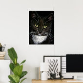 Affiche de chat noir et blanc magnifique (Bureau à domicile)