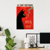 Affiche de chat noir fumant - Exposition française (Bureau à domicile)