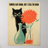 Affiche de chat noir imprimable Art de chat rétro  (Devant)