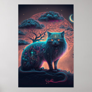 Affiche de chat noir mystique Art sorcier 2