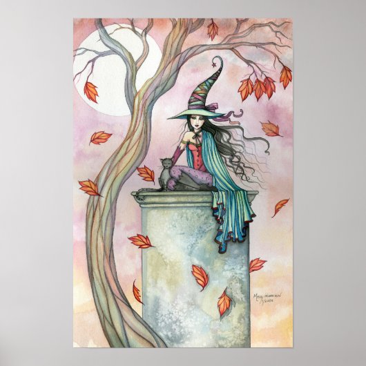 Affiche de chat sorcière d'automne (Devant)