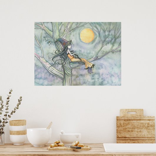 Affiche de chat sorcière de douce solitude (Cuisine)
