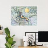 Affiche de chat sorcière de douce solitude (Bureau à domicile)