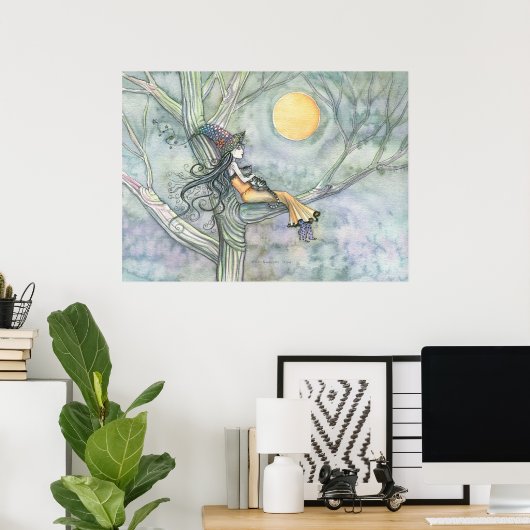 Affiche de chat sorcière de douce solitude (Bureau à domicile)