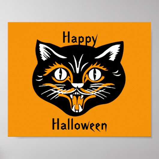 Affiche de chat vintage Halloween (Devant)