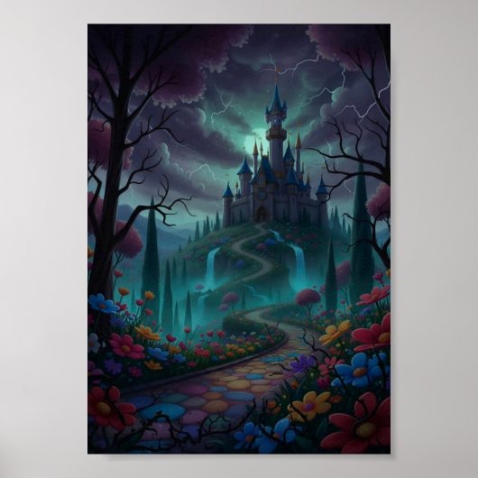 Affiche de château hanté de dark fantasy gothique (Devant)