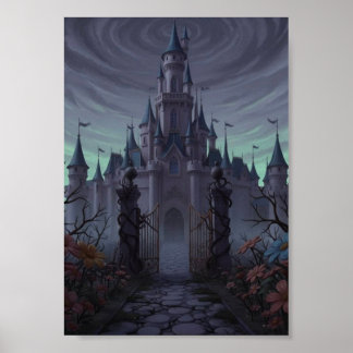 Affiche de Château Hanté Gothique Sombre aux Porta
