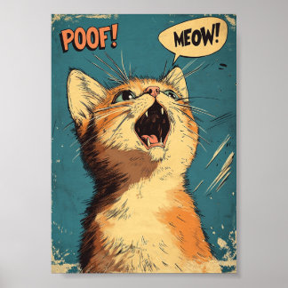 Affiche de chaton roux Meow Pop Art Rétro