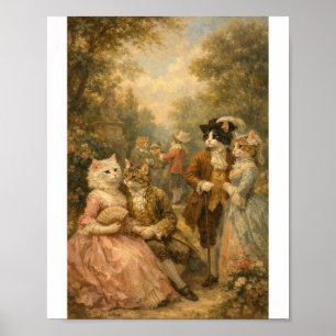 Affiche de Chats au Jardin Rococo