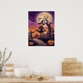 Affiche de chemin de citrouille hanté sous la lune (Cuisine)