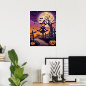 Affiche de chemin de citrouille hanté sous la lune (Bureau à domicile)