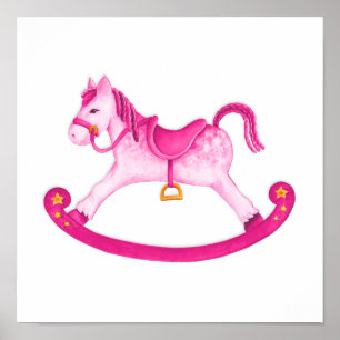 Affiche de cheval à bascule aquarelle pour nurseri