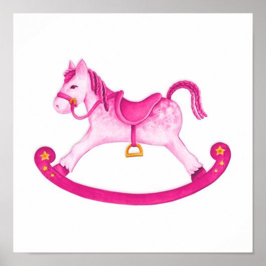 Affiche de cheval à bascule aquarelle pour nurseri (Devant)
