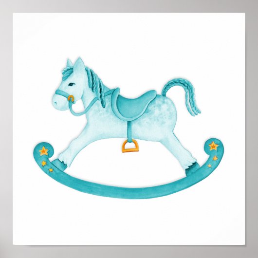Affiche de cheval à bascule en aquarelle pour nurs (Devant)