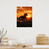Affiche de cheval Coucher de soleil Murale (Cuisine)