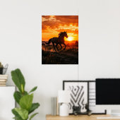 Affiche de cheval Coucher de soleil Murale (Bureau à domicile)