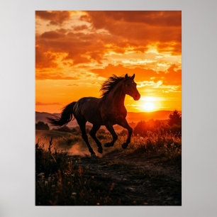 Affiche de cheval Coucher de soleil Murale