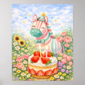 Affiche de cheval d'anniversaire mignonne – Aquare (Devant)