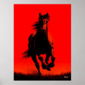 Affiche de cheval en course – Silhouette noire sur (Devant)