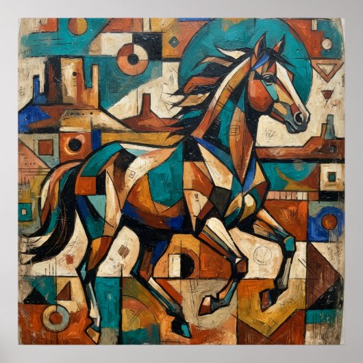 Affiche de cheval western géométrique (Devant)