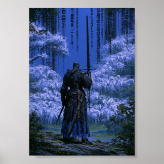 Affiche de Chevalier de Dark Fantasy Bleu