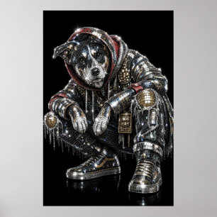 Affiche de chien en mosaïque disco Art mural mod