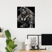 Affiche de chien en mosaïque disco | Art mural mod (Bureau à domicile)