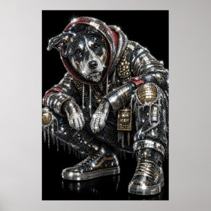 Affiche de chien en mosaïque disco Art mural mod