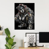 Affiche de chien en mosaïque disco | Art mural mod (Bureau à domicile)