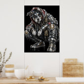 Affiche de chien en mosaïque disco | Art mural mod (Cuisine)