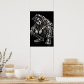 Affiche de chien en mosaïque disco | Art mural mod (Cuisine)