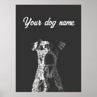 affiche de chien personnalisée art en ligne abstra
