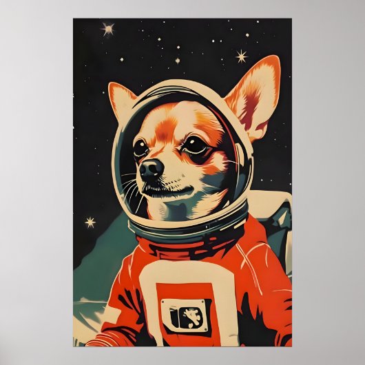 Affiche de Chihuahua Astronaute, Impression Rétro  (Devant)