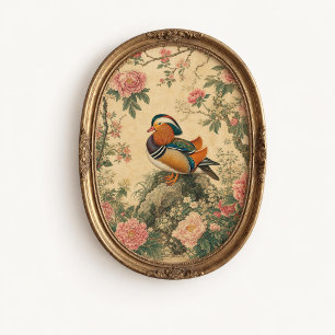 Affiche de chinoiserie de pivoine de canard mandar