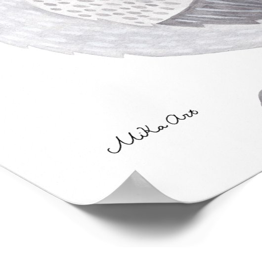 Affiche de chouette Chouette des neiges Illustrati (Coin)