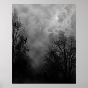 Affiche de ciel d'Halloween avec corbeaux
