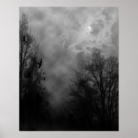 Affiche de ciel d'Halloween avec corbeaux (Devant)