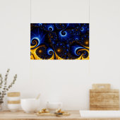 Affiche de ciel fractal bleu abstrait (Cuisine)