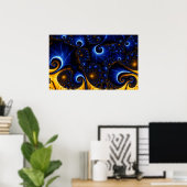 Affiche de ciel fractal bleu abstrait (Bureau à domicile)