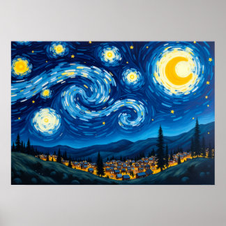 Affiche de ciel tourbillonnant inspirée de la Nuit