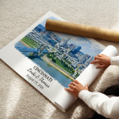 Affiche de Cincinnati Ohio, Aquarelle, Sur mesure