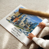 Affiche de Cincinnati Ohio, Aquarelle, Sur mesure