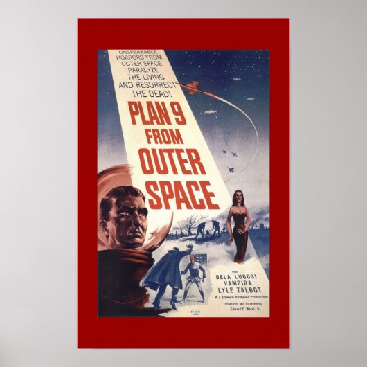 Affiche de cinéma classique "Plan 9 de l'espace ex (Devant)