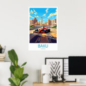 Affiche de circuit de Bakou Impression de voyage à (Bureau à domicile)