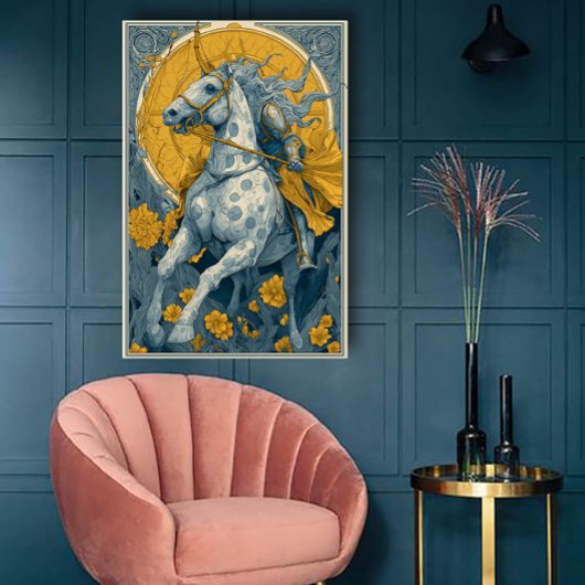 Affiche de cirque Art Nouveau en bleu et jaune