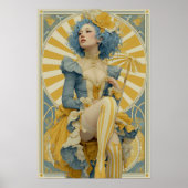 Affiche de cirque Art Nouveau en bleu et jaune (Devant)