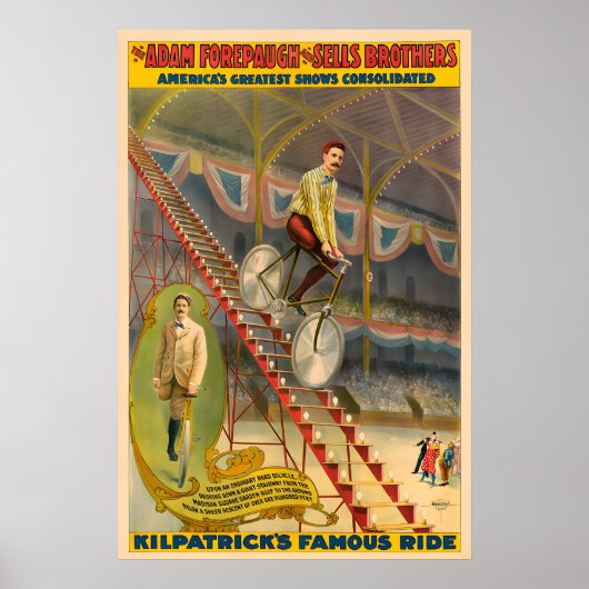 Affiche de cirque de bicyclette de Kilpatrick's Ri (Devant)