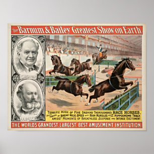 Affiche de cirque de chevaux de course de pur sang